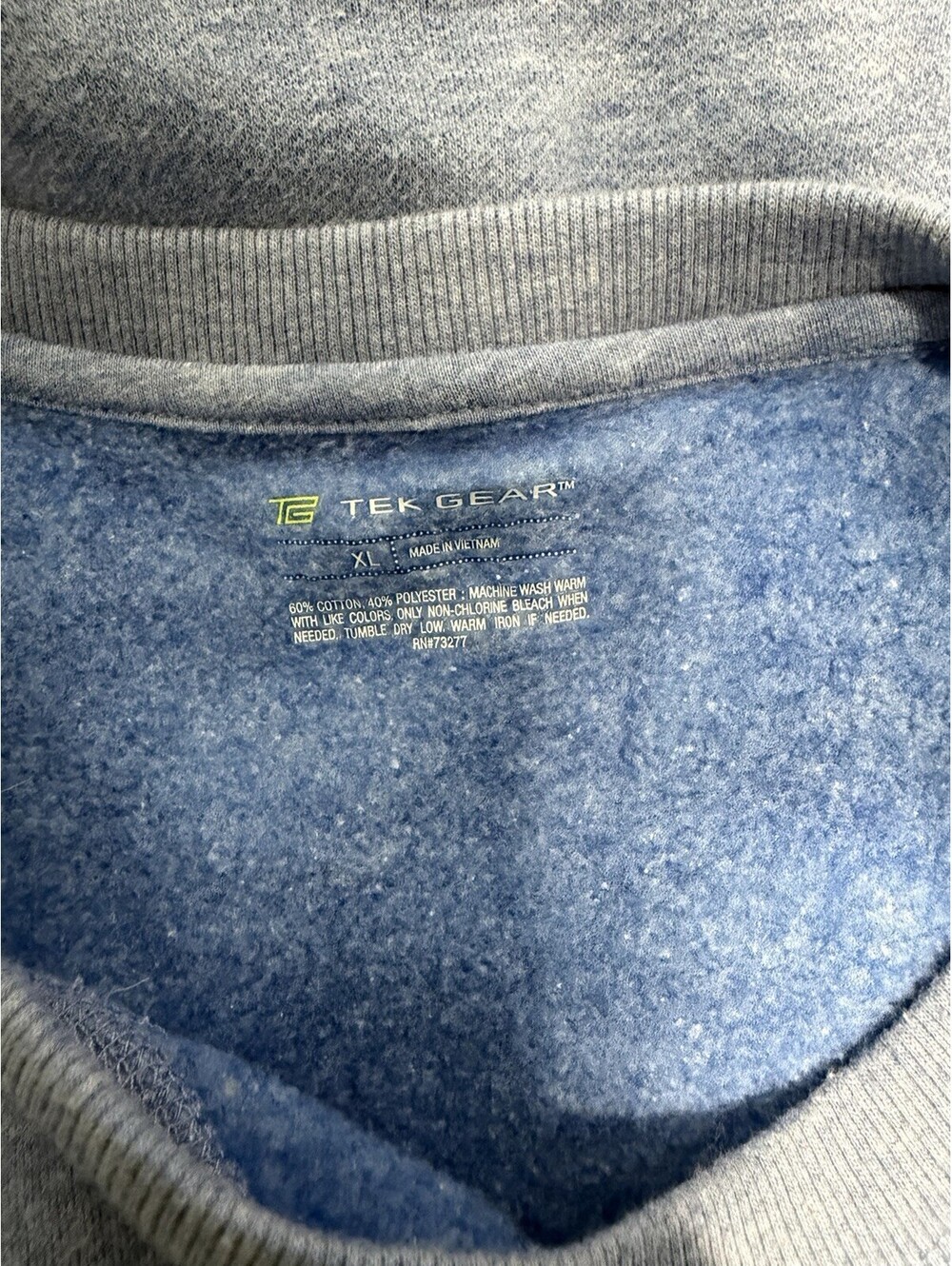 Mens Tek Gear Sweatshirt Crew Neck Size XL Blue - Picture 3 of 4